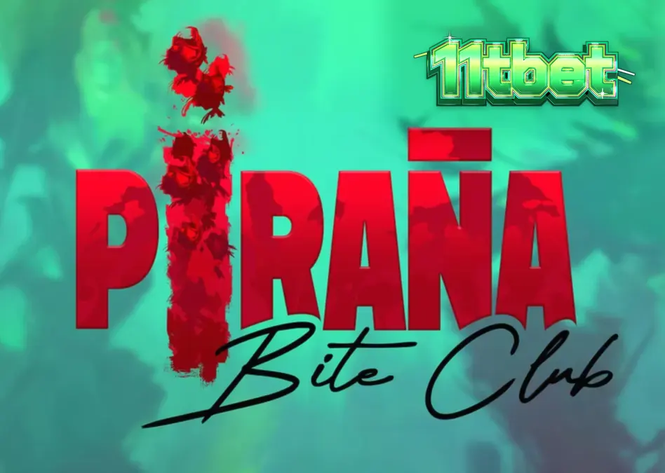 Piranha Bite Club slot game interface featuring retro pin-up art and tropical underwater theme